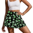 thumbnail image 3 of HELLHERO Clover Pattern Tennis Skirt, Built-in Shorts 2 Side Pockets Athletic Skorts Flowy Golf Skirts for Yoga Pickleball, 3 of 9
