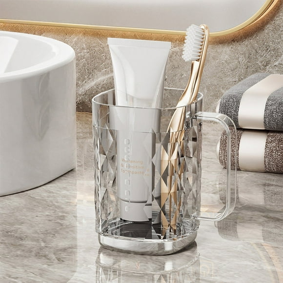 Chmadoxn Rangement et Organisation de Salle de Bain, Gobelet à Brosse à Dents avec Poignée Haute Valeur Gobelet de Lavage Couple Gobelet de Rince-Bouche Transparent Gobelet de Rince-Bouche en Polyéthylène Téréphtalate