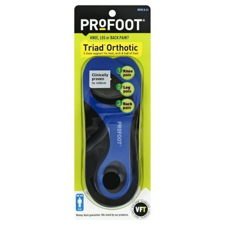 Profoot Triad Orthotic Mens 8-13 Insoles, one