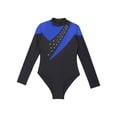 thumbnail image 3 of YEAHDOR Kids Girls Long Sleeve Shiny Faux Diamonds Figure Skating Leotard Bodysuit, 3 of 5