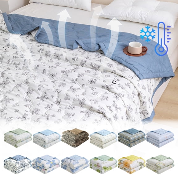Printed Colorful Summer Cooling Quilt, Machine Washable Lightweight Breathable Air Condition Blanket for Bedroom & Dorm,39×59 in