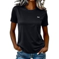 thumbnail image 2 of Womens Running Shirts Summer Crewneck Short Sleeve Basic Tee Breathable Slim Dry Fit Shirts Workout Tops Athletic Sports Tshirts, Black L, 2 of 8