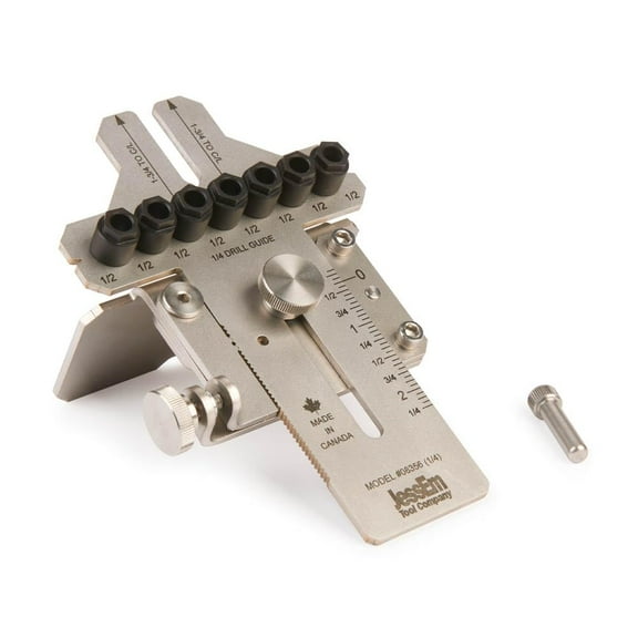 JessEm 08356 1/4" Stainless Steel Dowelling Jig with Angle Guide Precision Woodworking Joinery Tool for Edge, Face, and Corner Dowels