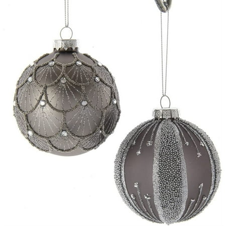 UPC 086131681462 product image for Kurt Adler Ornaments For Christmas Tree  Silver/Black Jeweled Glass Balls  80 MM | upcitemdb.com