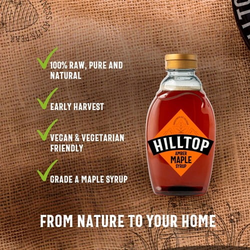 Hilltop Amber Maple Syrup 640g, British Import (Pack of 2)