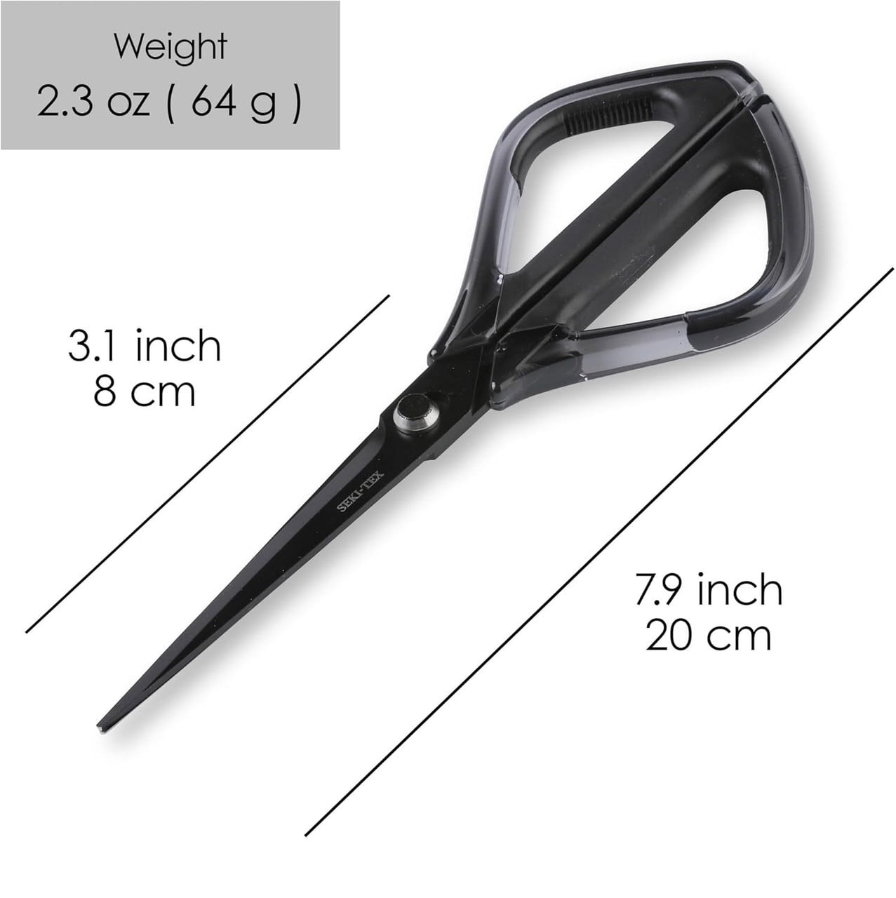 Seki-Tex Black Nonstick Stainless Steel Smart Cardboard Opener Scissors