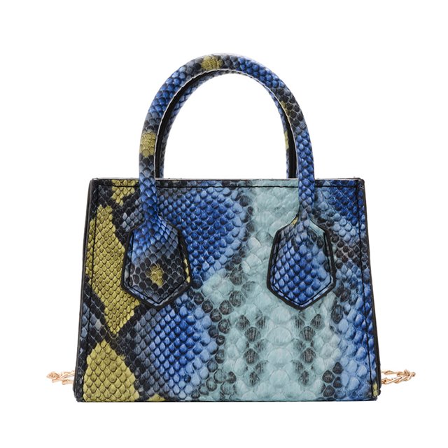 Sywqhk Bolso De Hombro De Piel De Serpiente Para Mujer Bolso Bandolera Con Minicadena De Pu (Azul) Sywqhk Para estrenar
