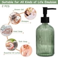 thumbnail image 4 of Set dispensador de jabón, vidrio verde, 400 ml, recargable con bomba negra, 4 of 6