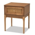 thumbnail image 2 of Baxton Studio Ramiel Mid-Century Modern Ash Walnut Finished Wood and Rattan 1-Drawer Nightstand, 2 of 10