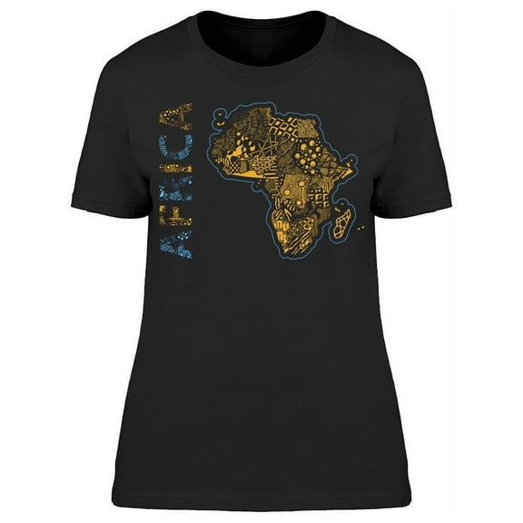 Africa Continent Abstract Map T-Shirt Women -Image by Shutterstock, Female Large