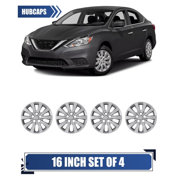 4 Pack 16 inch Hubcap Wheel Cover for 2013 2014 2015 2016 2017 2018 2019 Nissan Sentra,2011 2012 2013 2014 2015 2016 2017 Nissan Leaf,Snap-on Installation,Lacquer