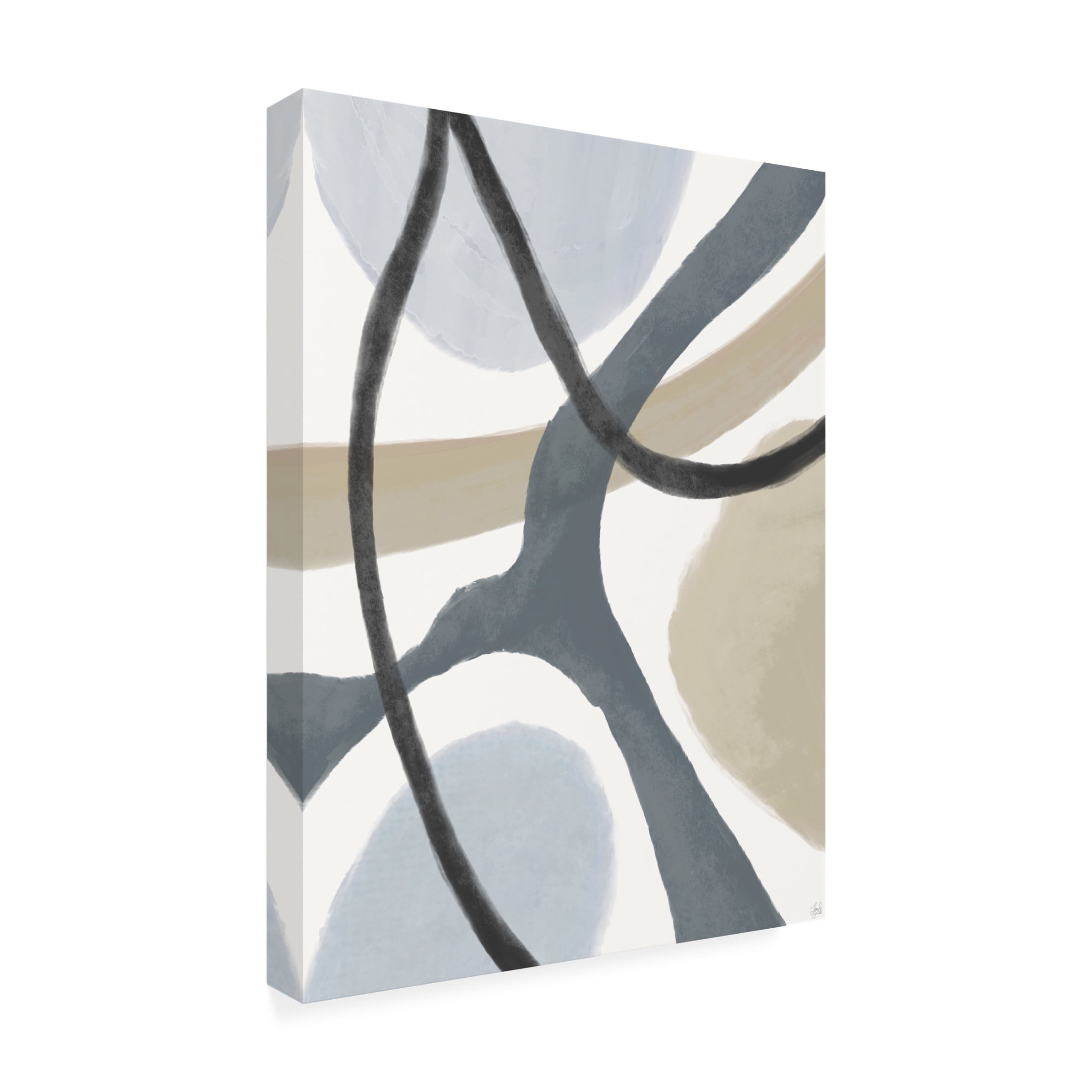 Canvas Wall Art - Line and Brush 'Blues N Shapes 2' Wall Art for Living Room, Bedroom, or Office Décor by Trademark Fine Art - 18 x 24 Inches