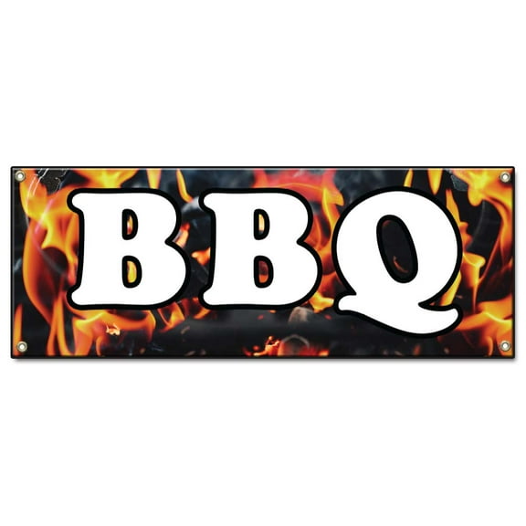 BBQ | 18" X 48" Banner | Concession Stand Food Truck Single Sided With Grommets | Made in The USA