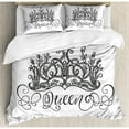 thumbnail image 3 of Ambesonne Hand Drawn Crown with Queen Lettering Baroque Style Ancient Elements Calligraphy Duvet Cover Set, 3 of 3