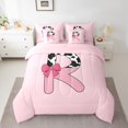 thumbnail image 2 of Erosebridal Letter Initial R Bedding Queen Size,Kawaii Bow Comforter Sets with Sheets,Breathable Reversible Bedding Sets Queen Size,Cow Print Decor,7 Pieces, 2 of 5