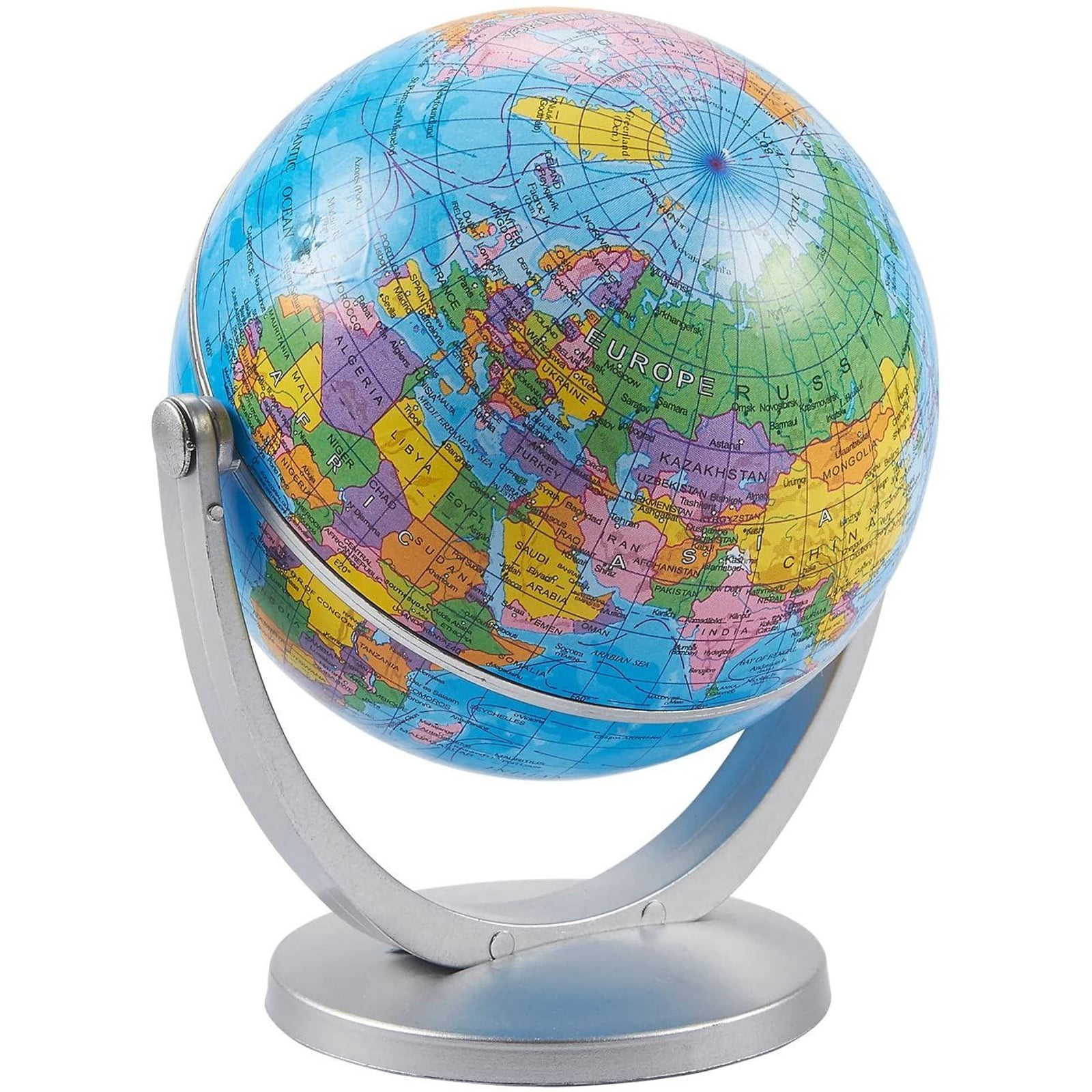 Rotating Rolling Stand Vintage World Globe Earth Map Geography LED Night 