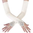 thumbnail image 1 of Long Opera Party 20s Satin Gloves Stretchy Adult Size Elbow Length, 1 of 5