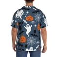 thumbnail image 3 of Balery Halloween Camisa Casual de Manga Corta con Botones para Hombre, Texturizada, Estilo Cubano, para Playa, Verano-Large, 3 of 5