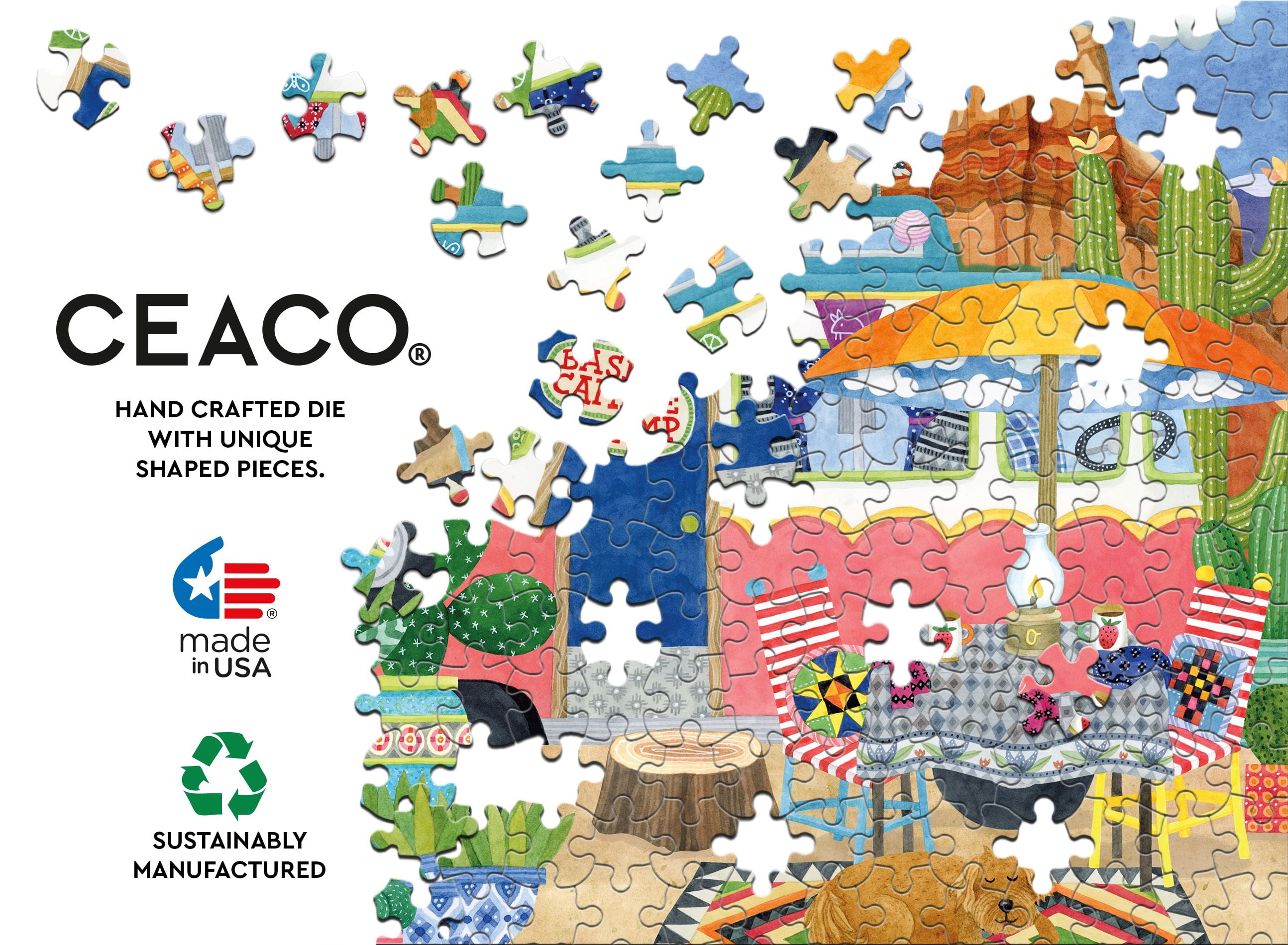 Ceaco 300 Piece Cactus Camp-out (Stephanie Peterson Jones) Interlocking Jigsaw Puzzle