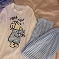 thumbnail image 3 of Disney-Conjunto de pijama de Winnie the Pooh para mujer, Top de manga larga y pantalones a cuadros, ropa de casa Kawaii informal, primavera y verano, 3 of 3