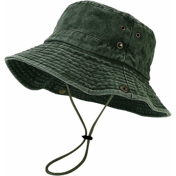 PTSPLLMY Unisex Cotton Boonie Hat Summer Outdoor Packable Fishing Bucket Hat Beach Sun Hat with String for Women Men