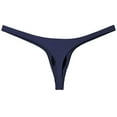 thumbnail image 2 of Botmois Men Solid Spandex Comfy Micro Pouch Thongs Sexy Bikini Tangas Guy String Swimwear Enhanced Pouch Skin Underpants Navy Blue M, 2 of 3