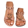 thumbnail image 2 of Womens Flat Sandals Arch Support Summer Fashion Ankle Strap Bohemian Beach Sandals Roman Casual Open Toe Strappy Flat Slippers (Pink,38), 2 of 4