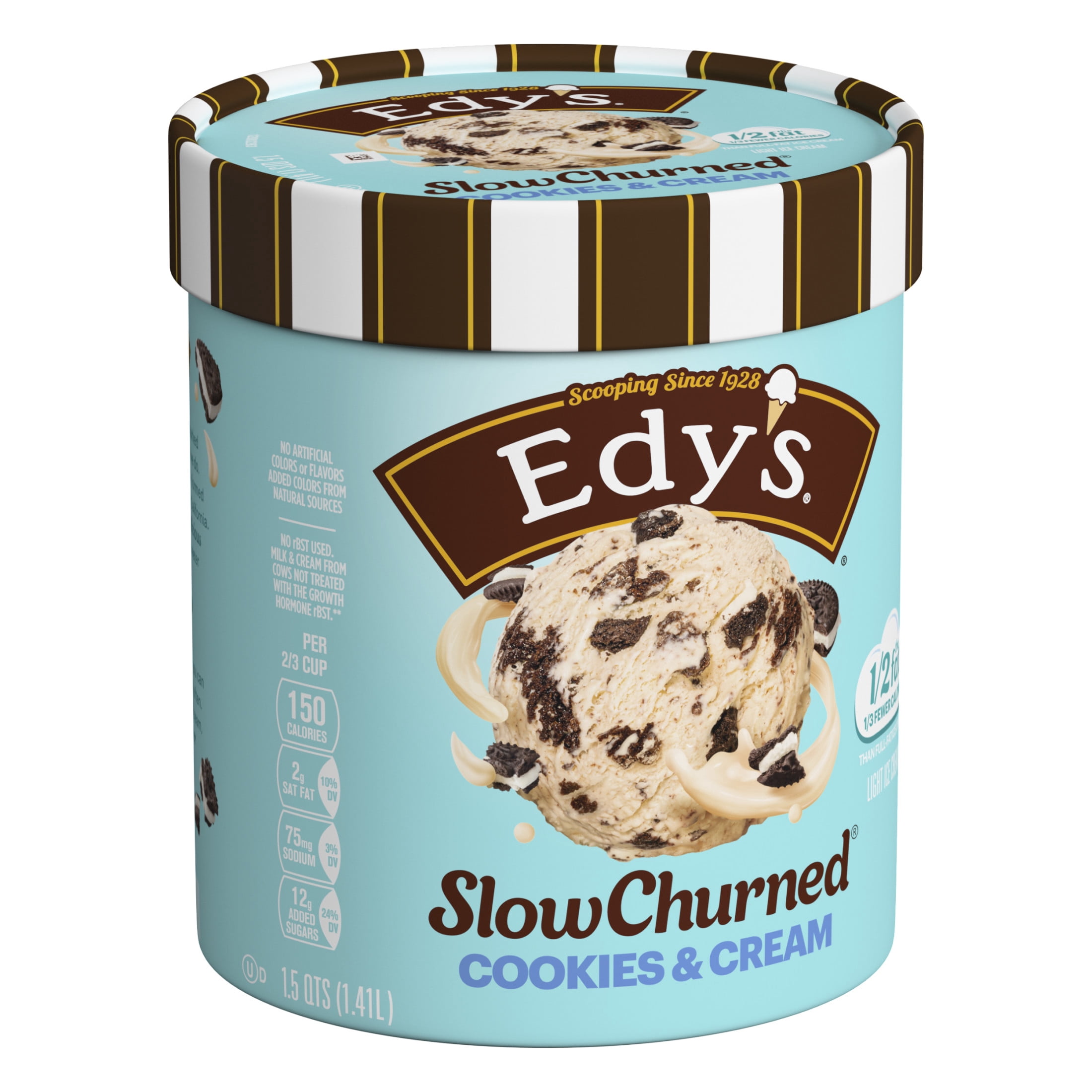 Edy's/Dreyer's Slow Churned Cookies N' Cream Light Ice Cream, 1.5 Qt