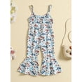 thumbnail image 2 of Bagilaanoe Toddler Baby Girl Jumpsuit Sleeveless Print Romper Overalls 12M 18M 24M 3T 4T 5T Kids Long Flare Pants Summer Outfits, 2 of 9