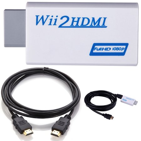 - 1080p Wii to HDMI Converter Adapter HD Video Audio Output + 6Ft HDMI Cable for Nintendo Wii