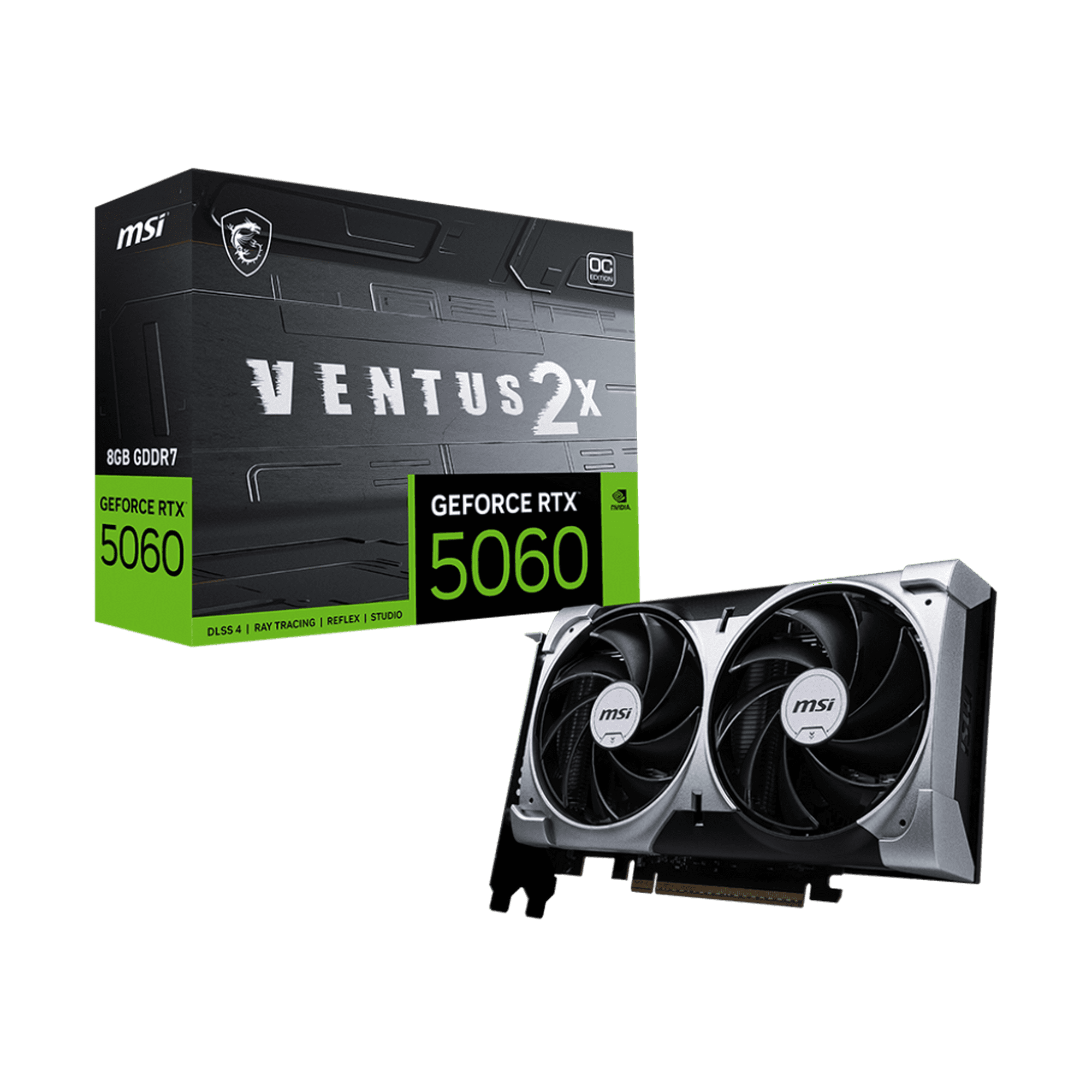 MSI NVIDIA GeForce RTX 5060 Graphic Card - 8 GB GDDR7 - 7680 x 4320 - 2.54 GHz Boost Clock - 128 bit Bus Width - PCI Express 5.0 x16 - DisplayPort - 3 x DisplayPort - HDMI