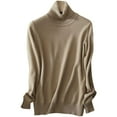 thumbnail image 1 of HNMKIU Chandail à Col Roulé pour Femmes, Doux, Décontracté, Manches Longues, Chaud pour l'Hiver, Confortable, Style Moderne, Kaki, TTTG, 1 of 3