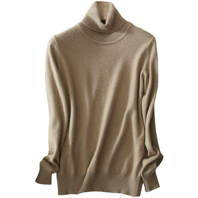 HNMKIU Chandail à Col Roulé pour Femmes, Doux, Décontracté, Manches Longues, Chaud pour l'Hiver, Confortable, Style Moderne, Kaki, TTTG
