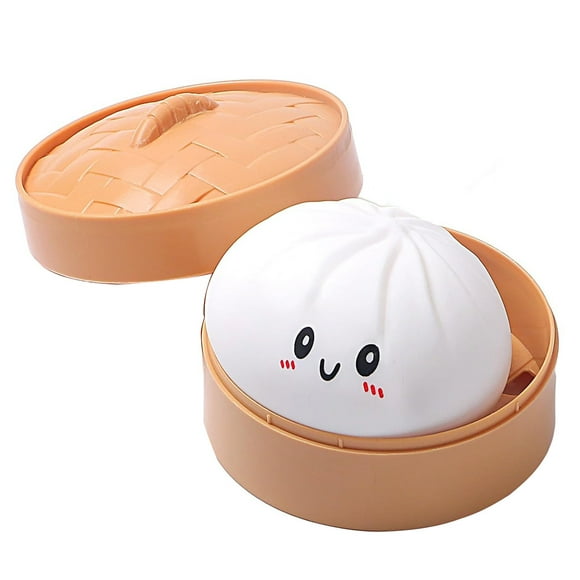 Dumpling Squishies Toy,Dumpling Squishy Jumbo Giant Glitter Dumpling,Easter Basket Stuffer,White Dumplings Stress Balls Fidget Sensory Toy,Squeeze Dough Ball Stress Relief Hand with Food Steamer