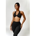 thumbnail image 5 of PISONIC Workout Sets for Women 2 Piece Twist Front Halter Sports Bras High Waist Biker Shorts Exercise Gym Yoga Outfit, 5 of 9