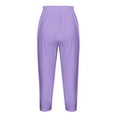 thumbnail image 4 of LEBONYARD Womens Capris Leggings,Womens Athletic Cropped Pants Solid Color Casual Elastic Waist Beach Pants Purple S, 4 of 5