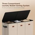 thumbnail image 4 of 185L Laundry Hamper 3 Section, Laundry Hamper with Lid, Dirty Clothes Hamper with 3 Removable Washing Bags, Extra Large Laundry Basket Organizer for Bedroom, Laundry Room, Dorm - Beige, 4 of 15