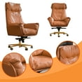 thumbnail image 5 of Kinnls Austin Upholstered Chair & Ergonomic Office Chair (Khaki-Gold Base-Cowhide), 5 of 6