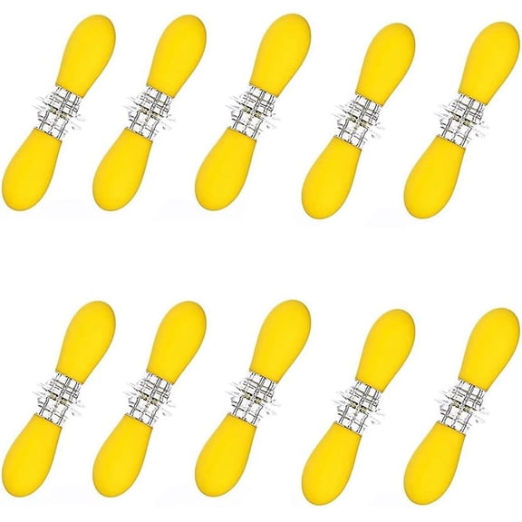 1/3/5/10Pairs Corn On The Cob Stainless Steel Corn Holders Double Fork Corn Skewers Interlocking Design Cooking Forks for BBQ Camping(1pair,Orange)