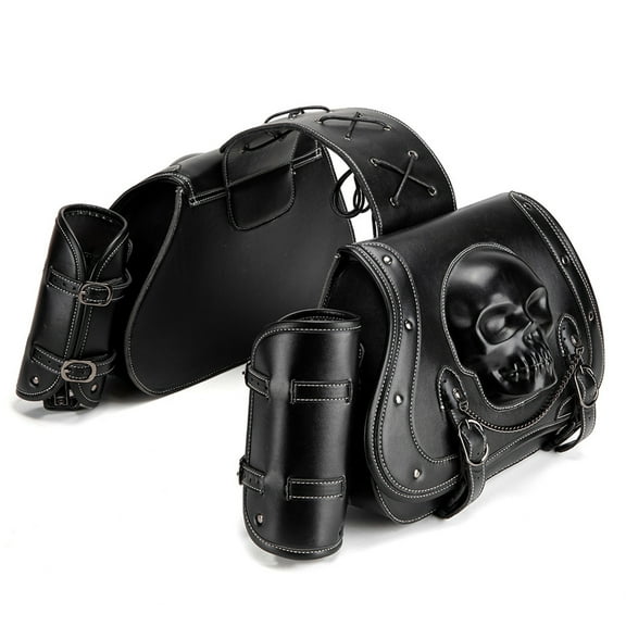 PU Leather Motorcycle Saddlebags Waterproof Side Bag Large Capacity Saddlebags Stylish Motorcycle Storage for Bike
