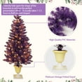thumbnail image 4 of PAPROOS Pre-lit Christmas Decoration 4-Piece Set, Prelit Artificial Entrance Trees Set of 2, Wreath and Garlands, LEDs Lights with 8 Lighting Mode&Timer, Festival Fireplace Entryway Decor, Purple, 4 of 11