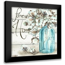 Tre Sorelle Studios 20x20 Black Modern Framed Museum Art Print Titled - Cotton Boll Mason Jar II Home