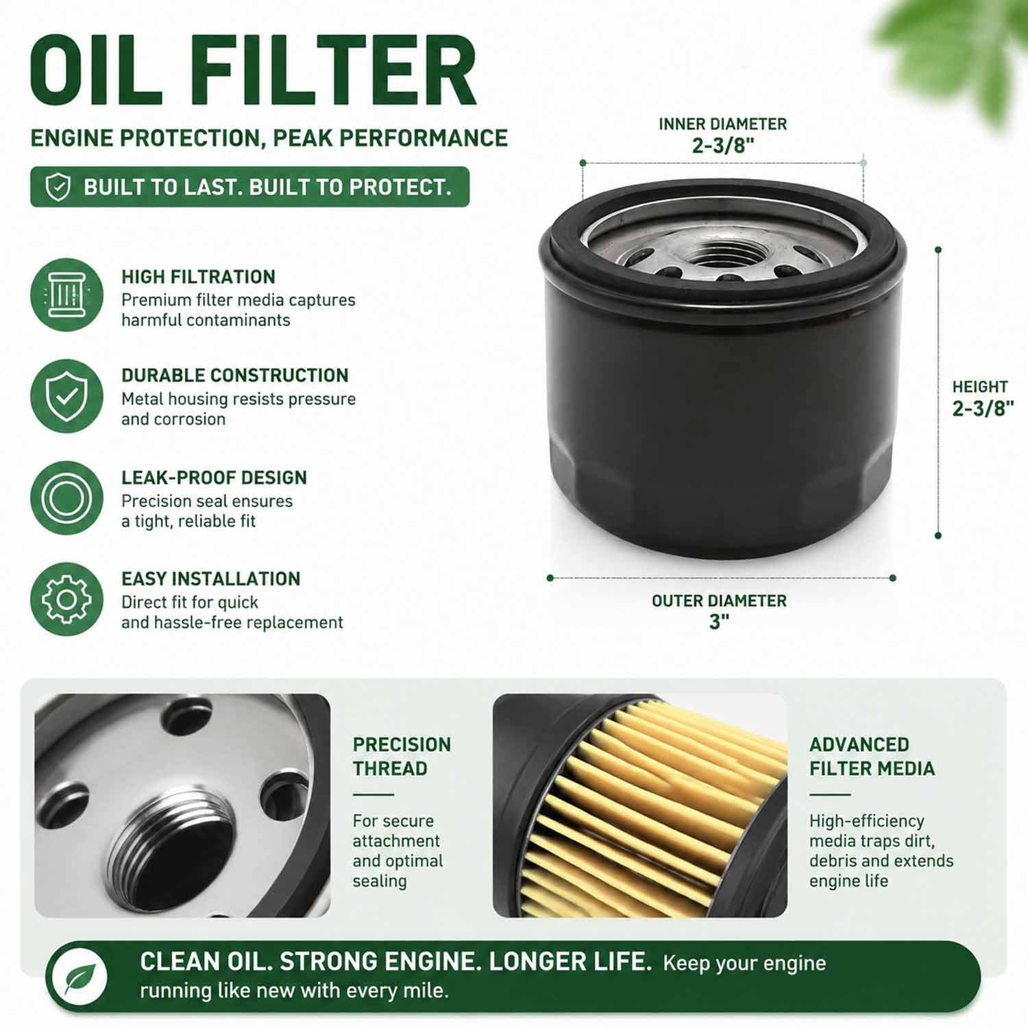 793569 793685 Air Filter for BS Craftsman 793569 4241 5415 John Deer-e GY21055 MIU11511 LA125 LA115 D100 D110 D120 Parts Craftsman YT3000 LT2000 T110 Mower 696854 Oil Filter