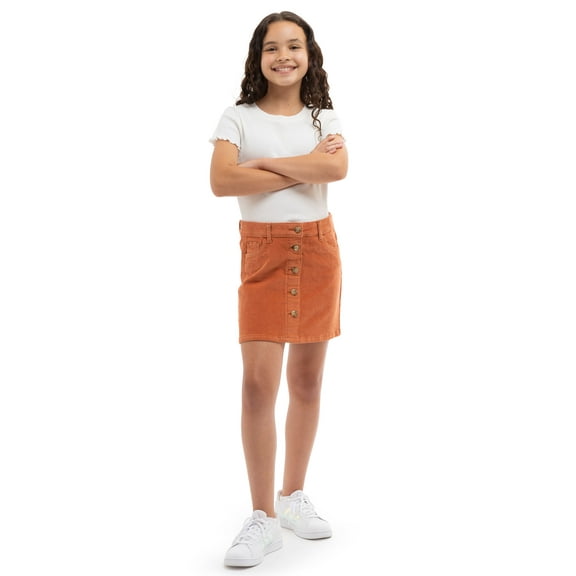 Jordache Girls Corduroy Button Front Skirt, Sizes XS-XXL