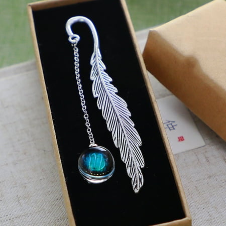 

Stamens Birthday Constellations Metal Feather Bookmark Luminous Pendant Is Practical Creatives Gift for Readers Student Friend(Blue Virgo)