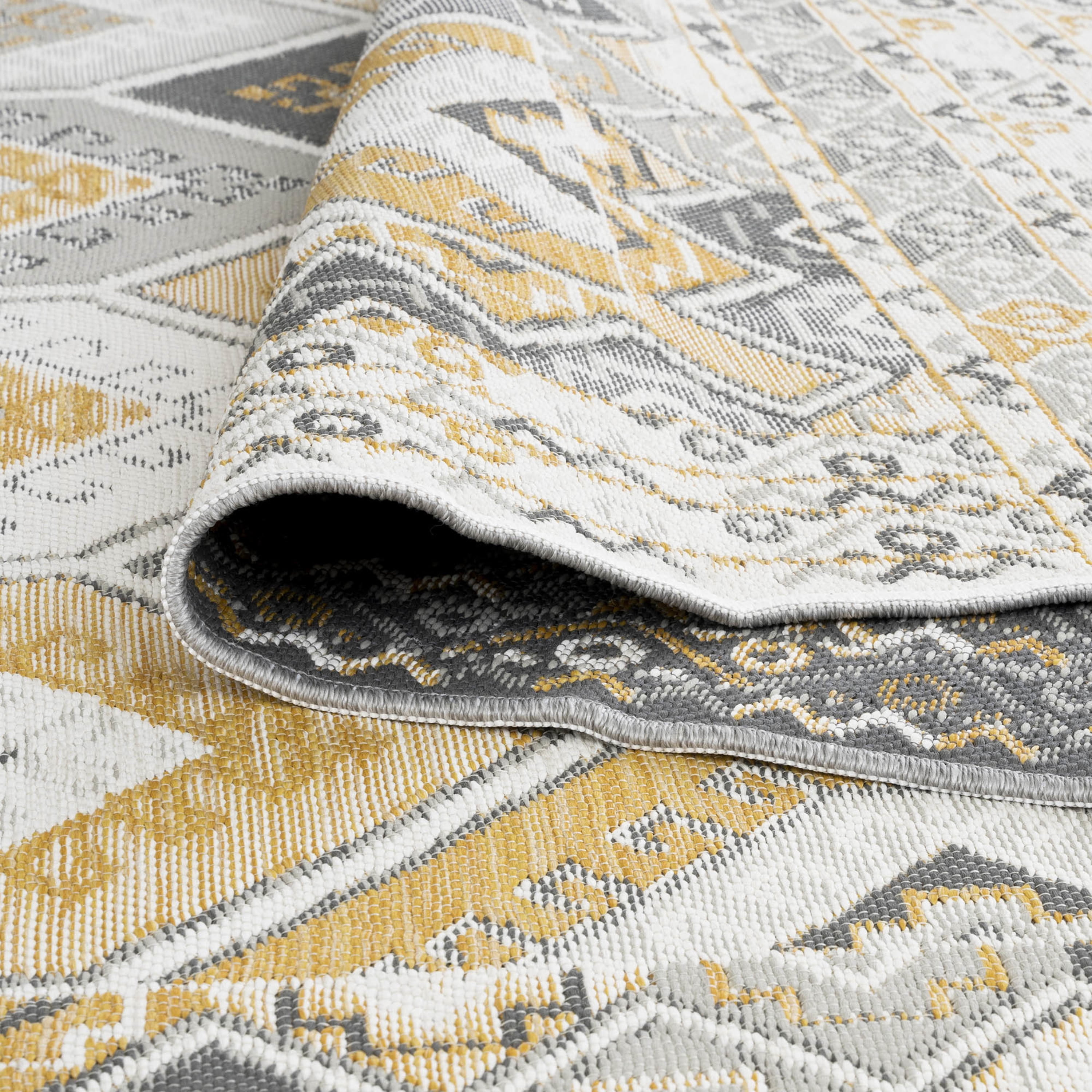 Bliss Rugs Geometric Indoor Outdoor Rug Low-Profile Reversible Floor Mat for Patio, Entrance, Front Door | Cream, 2' x 3'