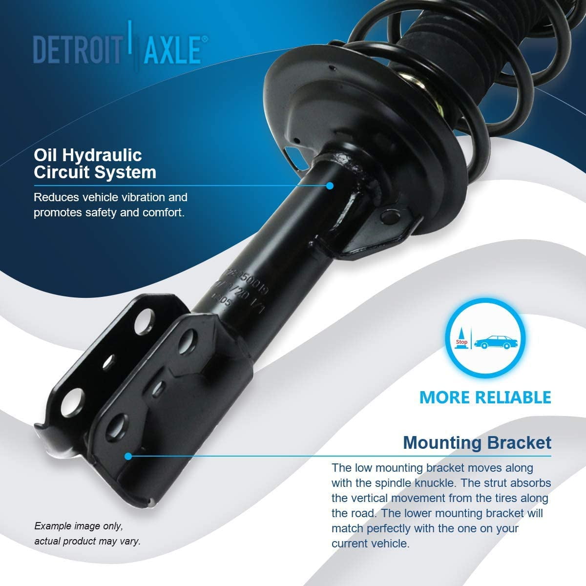 Detroit Axle - Front Complete 2 Struts with Coil Spring 2 Sway Bar Links for 2006-2011 Toyota Yaris 2007 2008 2009 2010 2011 Quick Install Ready Struts Shocks Assembly