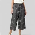thumbnail image 2 of Odeerbi Capris Pants for Women 2025 Casual Floral Printed High Waist Straight Cropped Pants Gray, 2 of 8