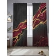 thumbnail image 5 of Sheer Curtains 96 Inches Long, Red Marble Light Filtering Window Curtains for Living Room/Bedroom, Gold Abstract Vintage Modern Ombre Art Rod Pocket Voile Sheer Curtain Drapes, 52"W x 96"L, 2 Panels, 5 of 8