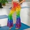 thumbnail image 4 of Xoenoiee Flare Pants Flare Leggings for Women Gym Leggings High-Waisted and Flared Slit Hem Buttery Soft Bootcut Yoga Pants for Workout, Casual, Dancing, XL, Love Pattern Rainbow, 4 of 7